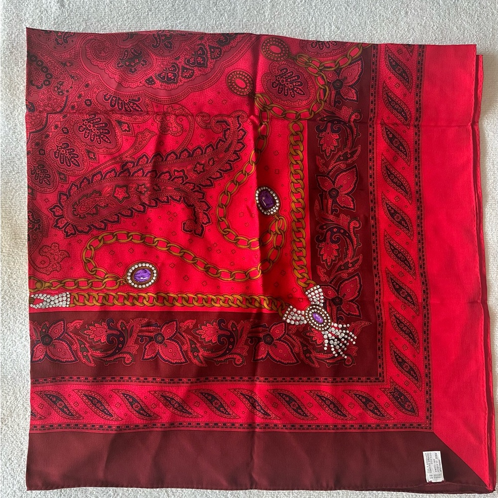 Echo Signature Red Silk Scarf Extra Large 43” Square NWT